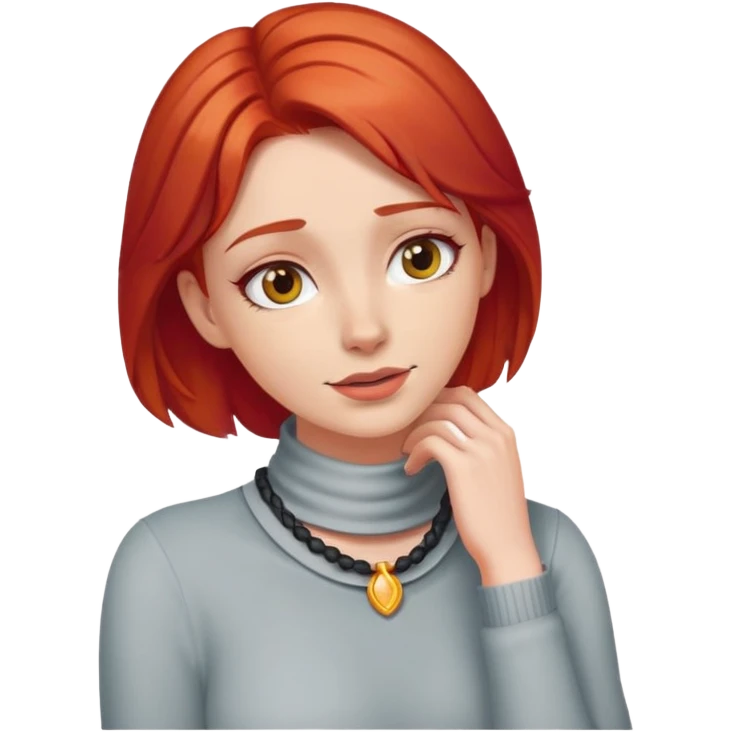 👩🏼‍🦰 this emojj with hands on neck emoji