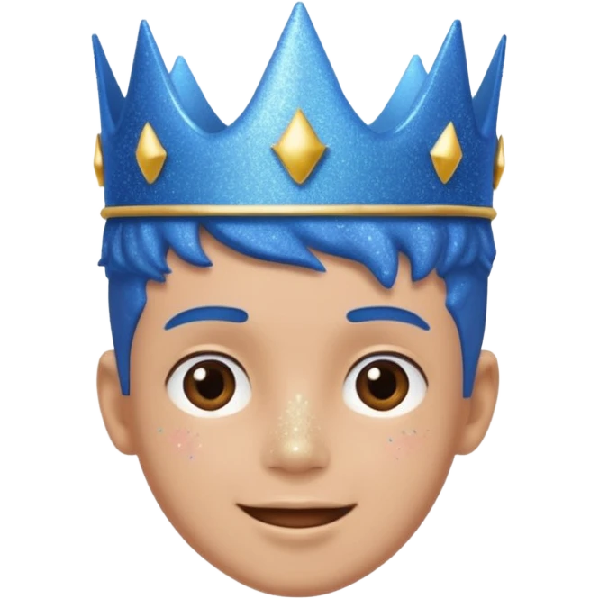 blue Boy happy glitter blue crown emoji