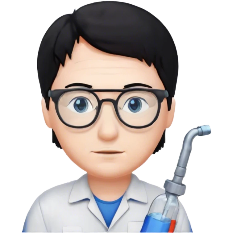 Plumber with black hair, glasses and blue eyes emoji