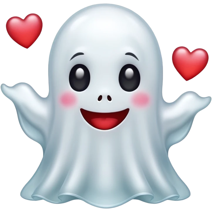 Little ghost with hearts emoji