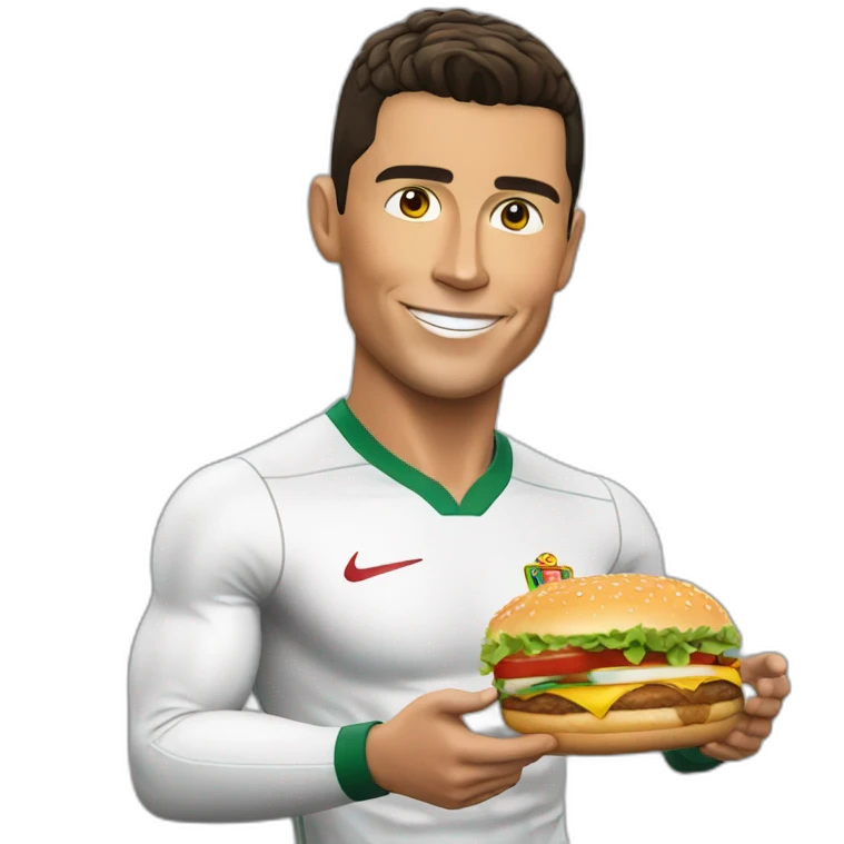 cristiano ronaldo holding a burger emoji