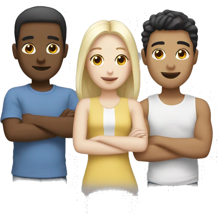 three white and asian friends emoji