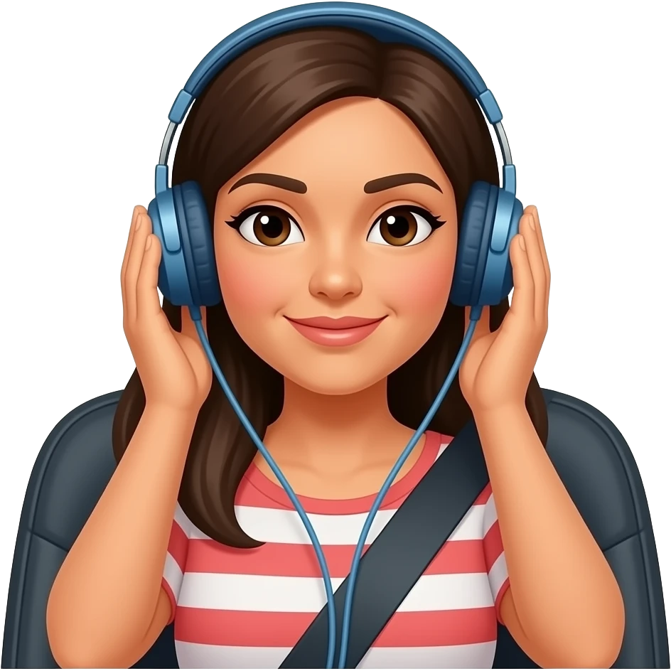 latin young mom listening to music in the car emoji