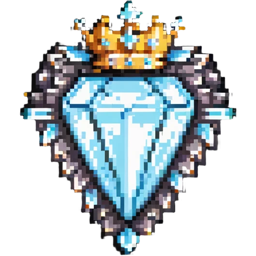 A sparkly diamond-shaped sponsor badge with crown emoji