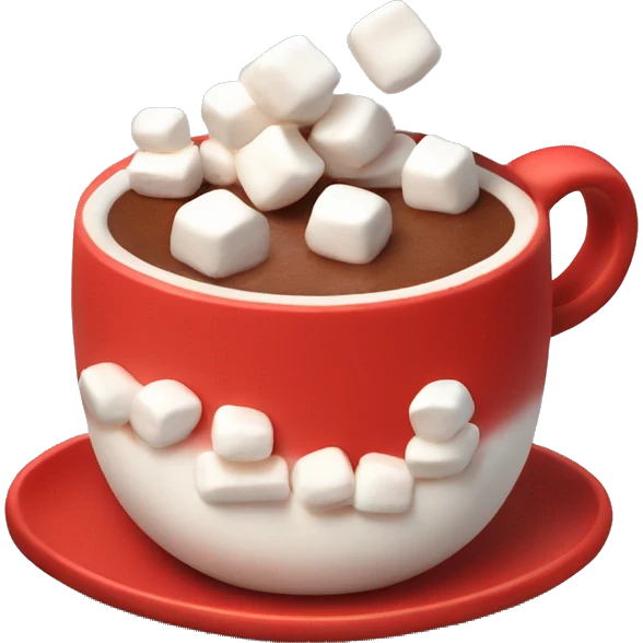 red mug of hot chocolate with marshmallows emoji