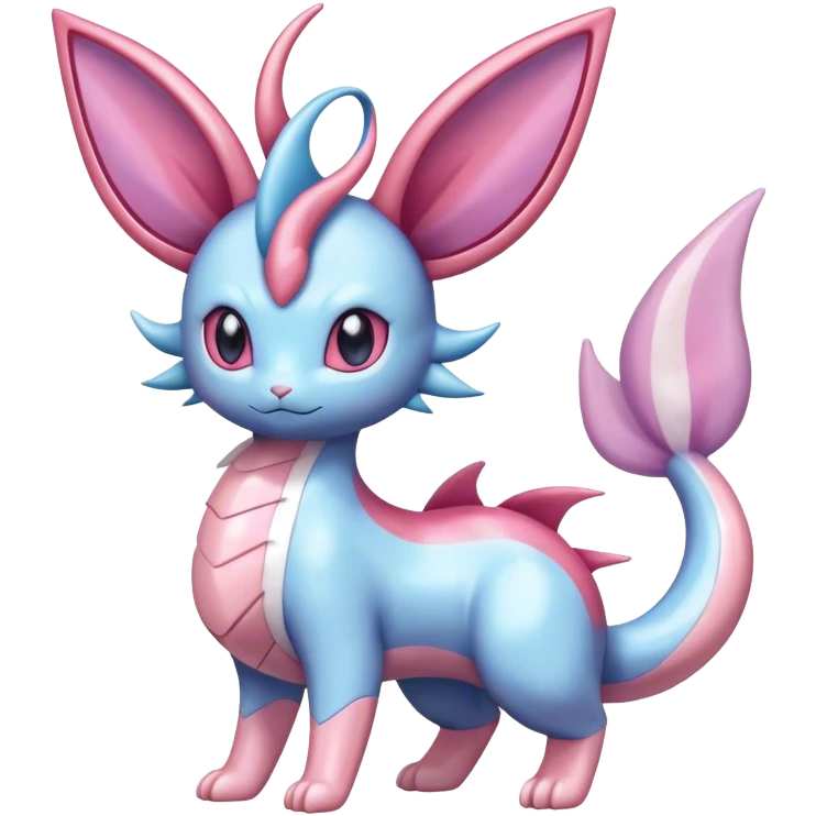 Shiny Cute Milotic-Sylveon-Espeon-Vaporeon-Dragonair-Pokémon-hybrid-fusion full body emoji