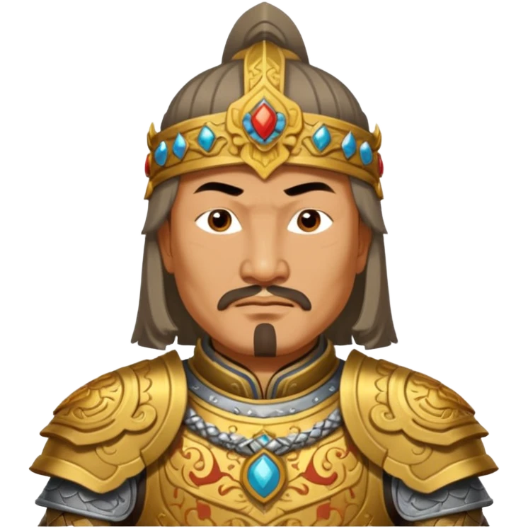 portrait of Genghis Khan in armor rotated 45 degrees to the right emoji