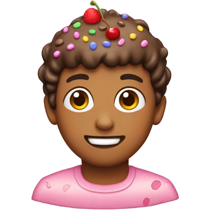 Boy with cake head emoji