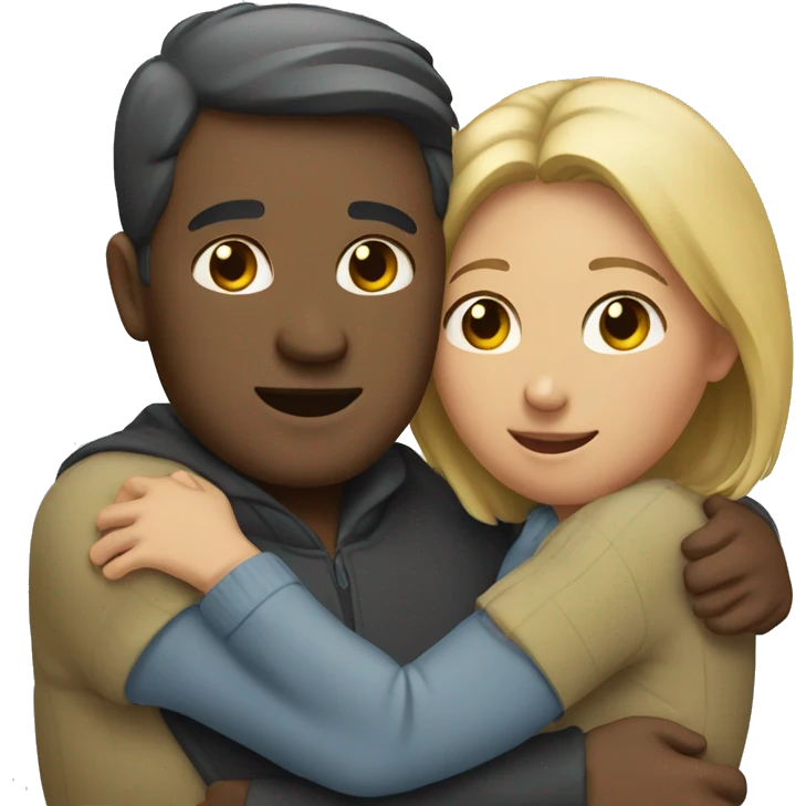 A man huggings with his wife emoji