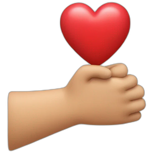 An arm holding a heart emoji
