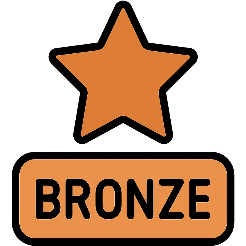 bronze rating symbol, metallic bronze color, simple, iconic, suitable for rating systems emoji
