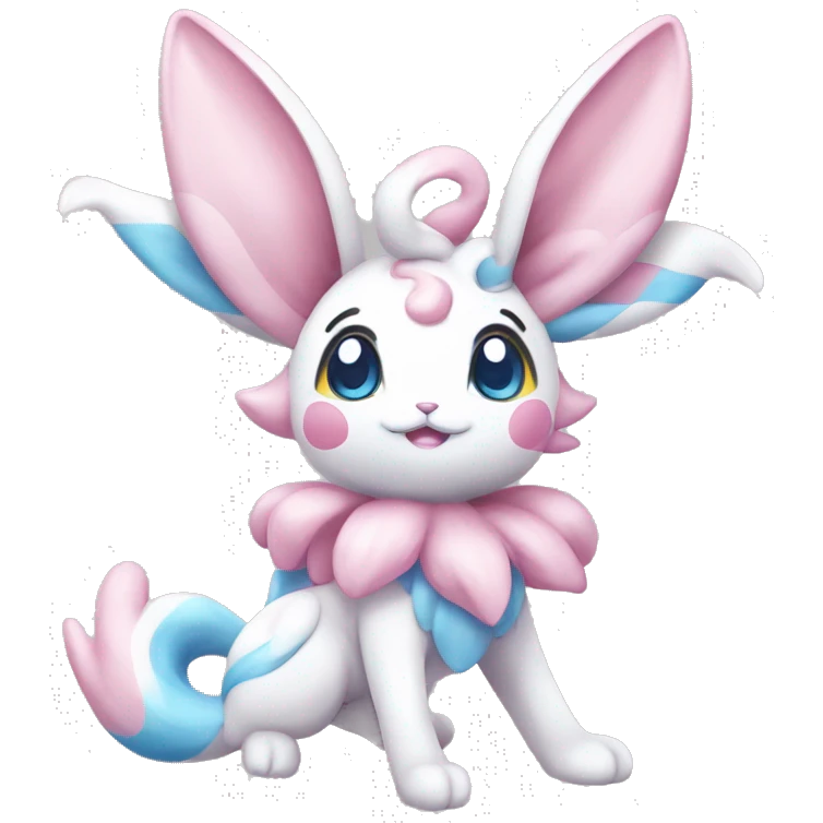 Kawaii Gorgeous Beautiful Pretty Shiny Sparkly Sylveon-Pokémon full body emoji