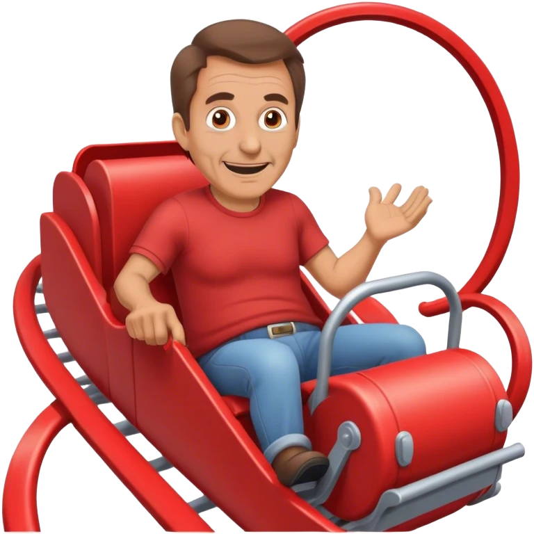 60 year old man no facial hair with brown hair some gray riding a red roller coaster  emoji