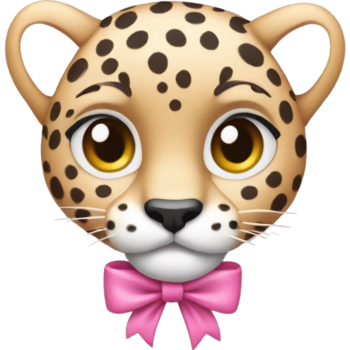 Pink cheetah with a bow emoji