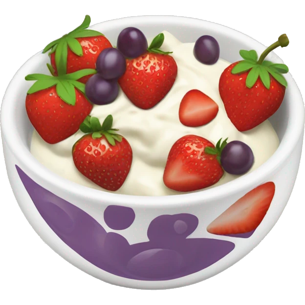 fruit yogurt bowl with strawberries and grapes emoji