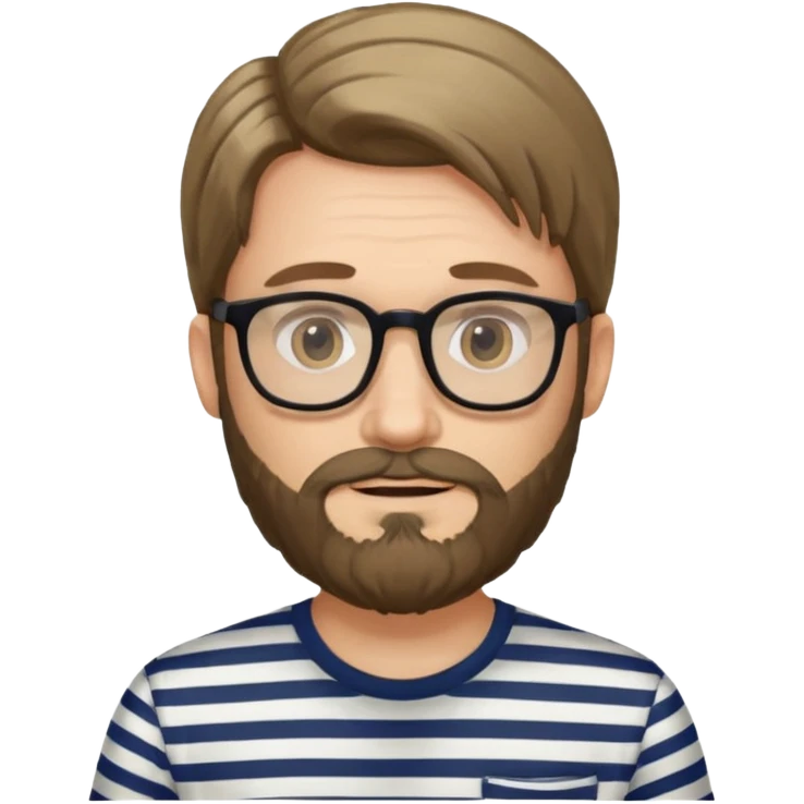 long hair glasses man with beard and striped shirt emoji