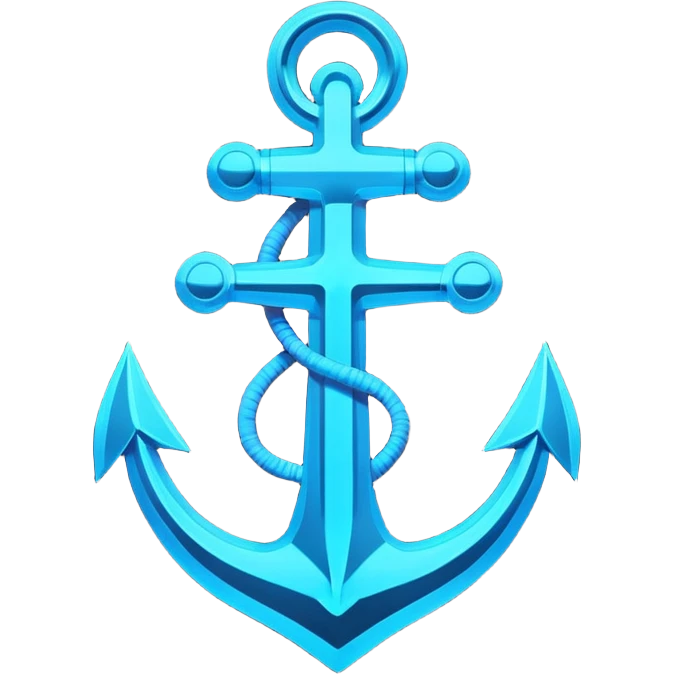 A neon futuristic cyberpunk anchor outline, that would be made of neon tubing on a sign emoji