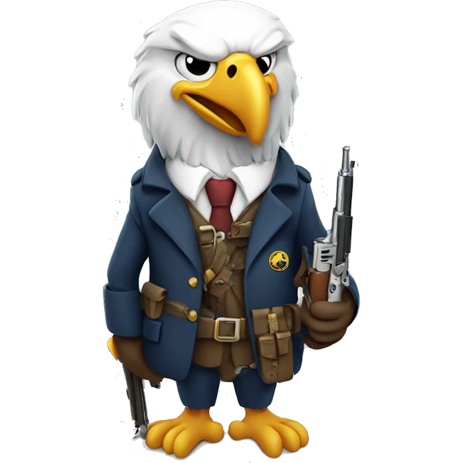 bald eagle smoking cigarette holding rifle emoji
