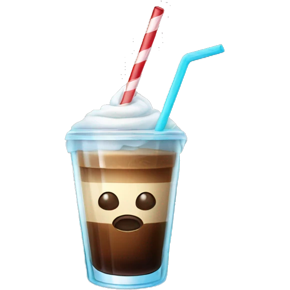 coffe in a glass with ice and straw emoji