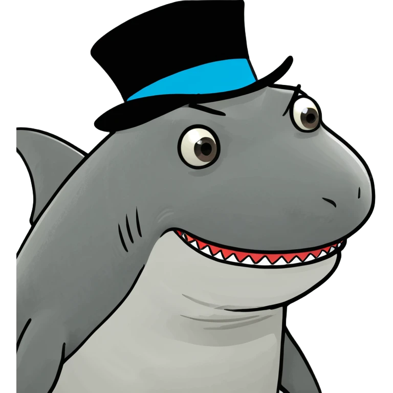 Shark with a top hat emoji