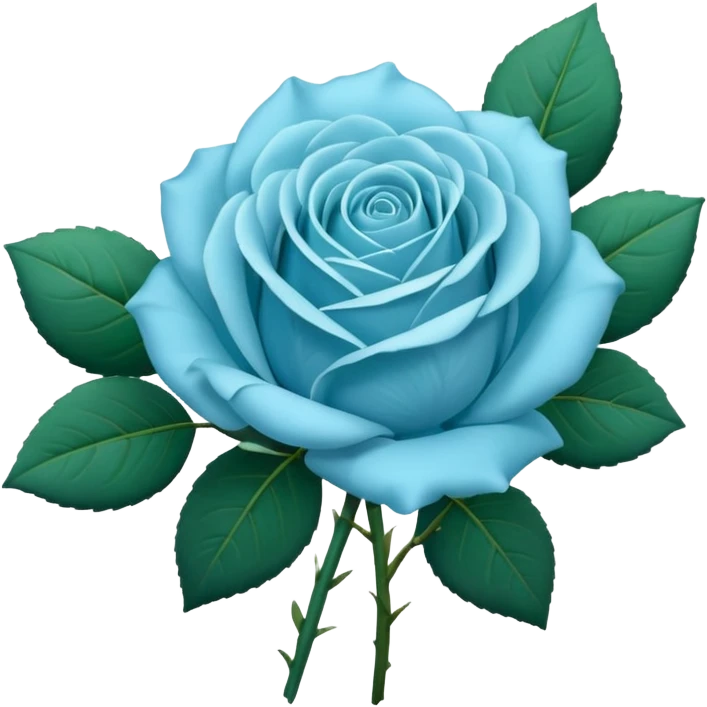 light blue rose bouquet with green leaves emoji