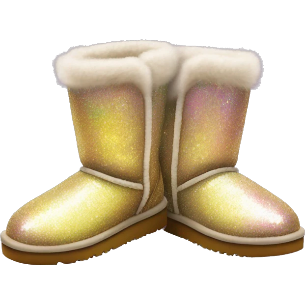 Realistic iridescent Sparkle glitter and fur Ugg boots. emoji