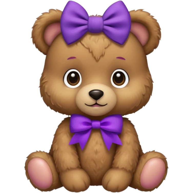 Cute teddy Bear , with a purple bow in her hair, emoji