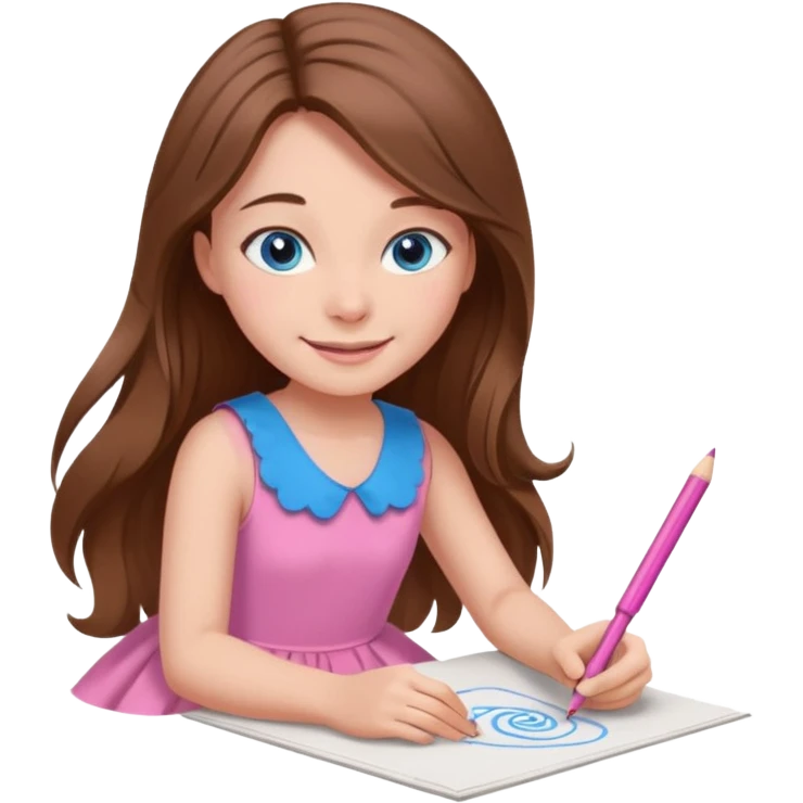 a girl who is getting on the ground and drawing cute herself on a paper  emoji