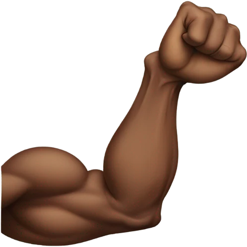 Flexing brown arm with tattoos emoji