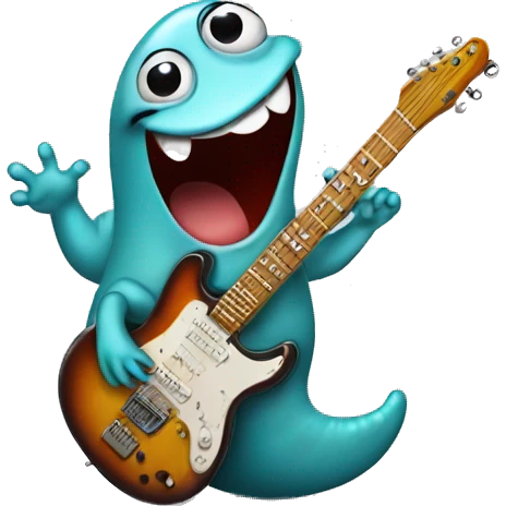 Happy slug playing electric guitar emoji