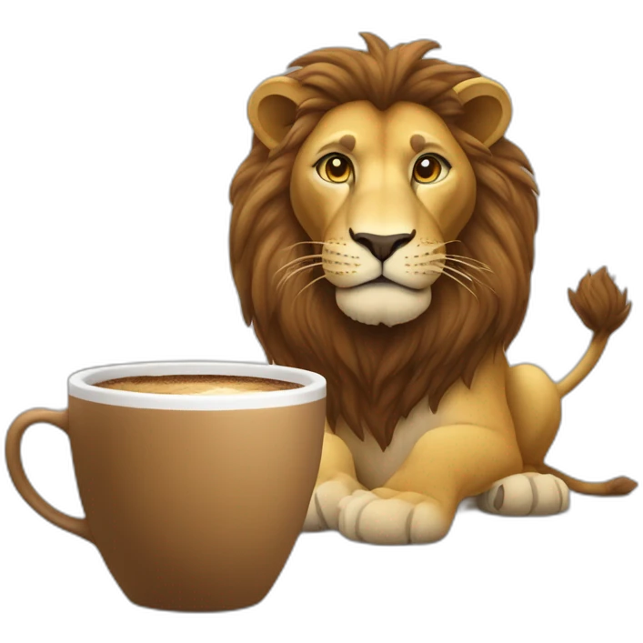 Un lion qui boit un café emoji