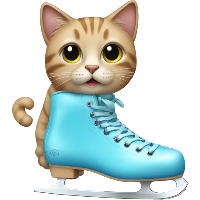 Cat wearing ice skates emoji