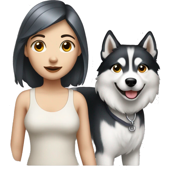 Pale girl walking husky emoji