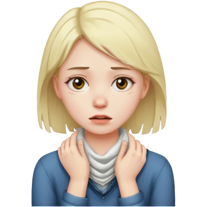 A girl choking herself emoji