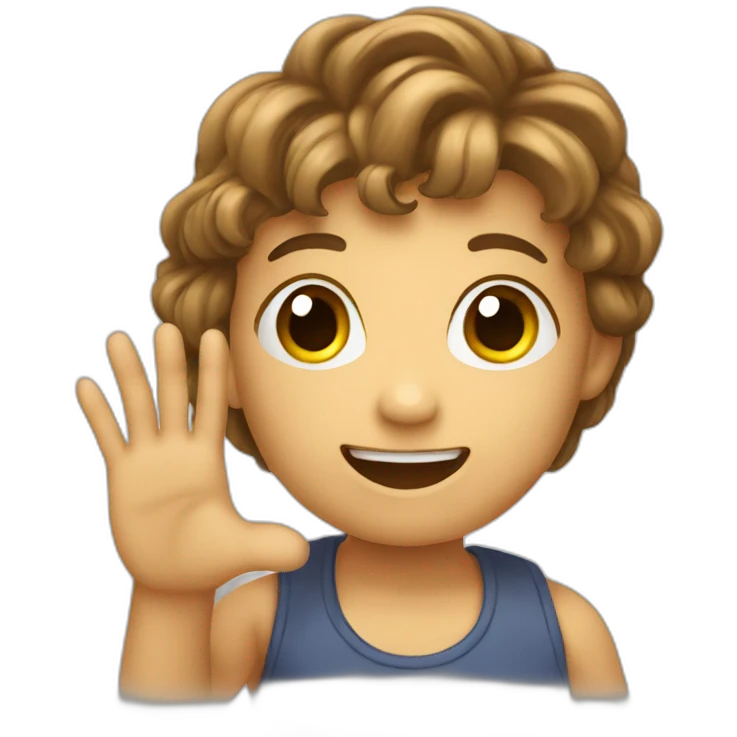 Hello how are you? A child raised his hand emoji