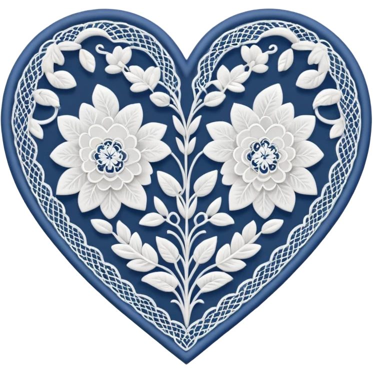 delicate lace pattern inside a heart emoji