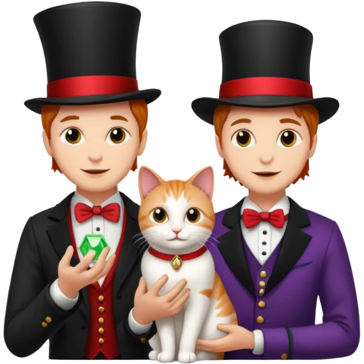magician couple and their pet cat emoji