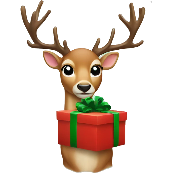 Deer with Christmas present  emoji