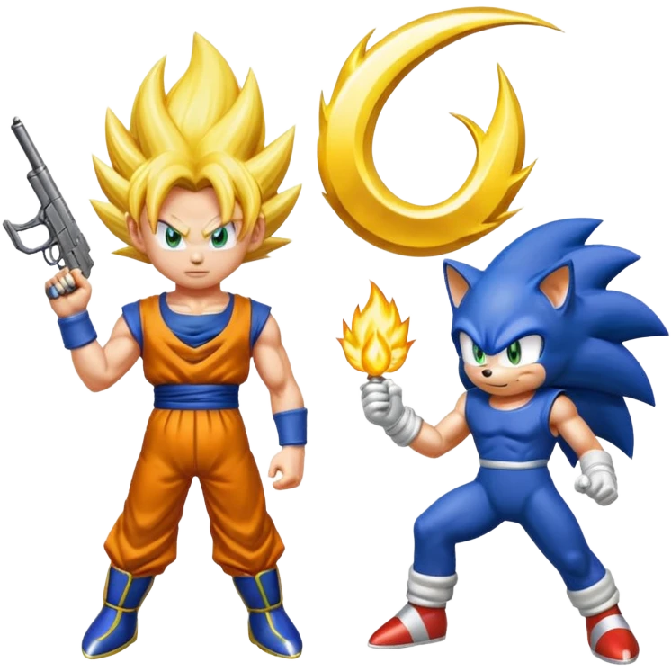 Goku and vegeta gun shoot sonic save Goku potara earrings = sonic Goku super Saiyan 3 emoji