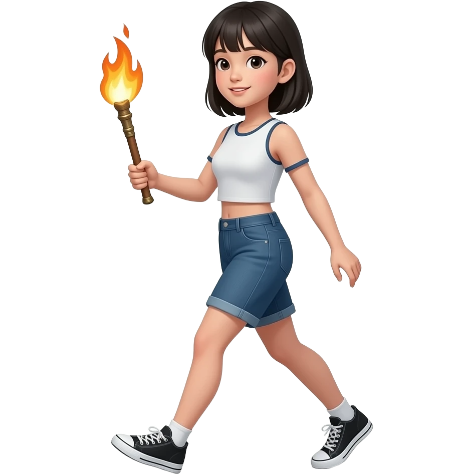 modern day asian girl walking with a firestick emoji