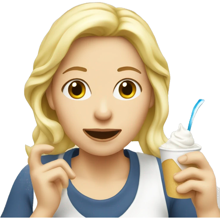 blond woman eat yogurt emoji