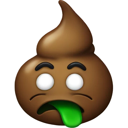Poop head with green tongue emoji