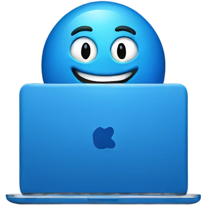 A blue laptop laughing emoji