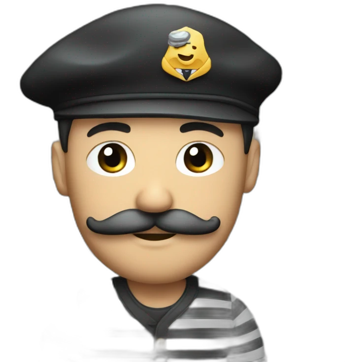 a beret wearing mustached man with striped shirt emoji