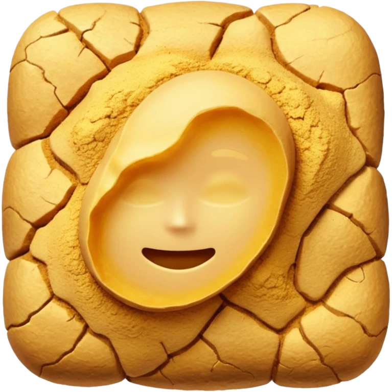 ground ginger, mound or scatter, fine pale golden-beige powder, smooth dry texture, irregular shape with soft ridges or peak, warm vibrant color, no spoon, bowl, container, or faces, clean 3D rendering, soft shadows, transparent background, emoji scale emoji