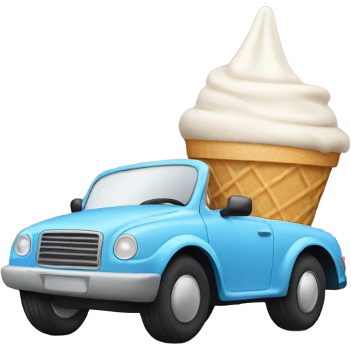 Ice cream cone driving a car emoji