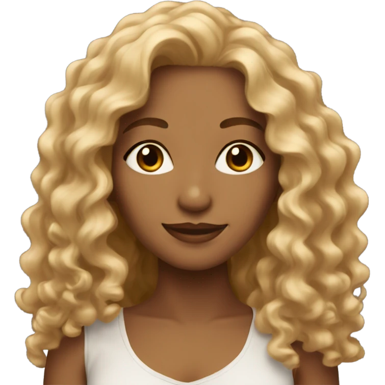 Gorgeous light brown woman with blonde long curly hair  emoji