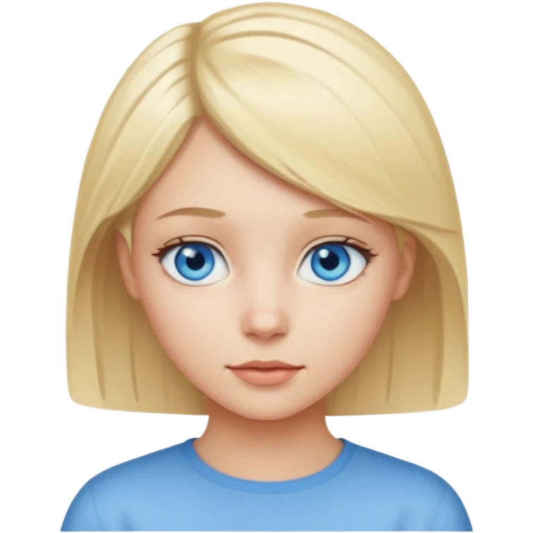 A girl with blue eyes and blond short hair and white skin  emoji