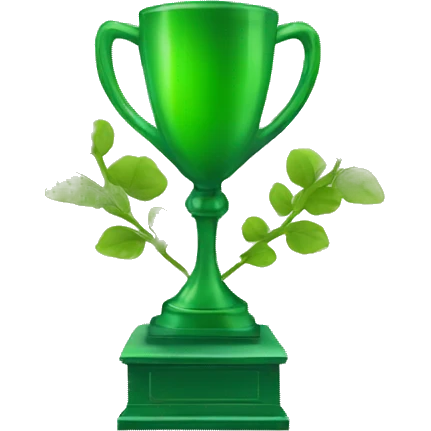 green trophy with leaves emoji