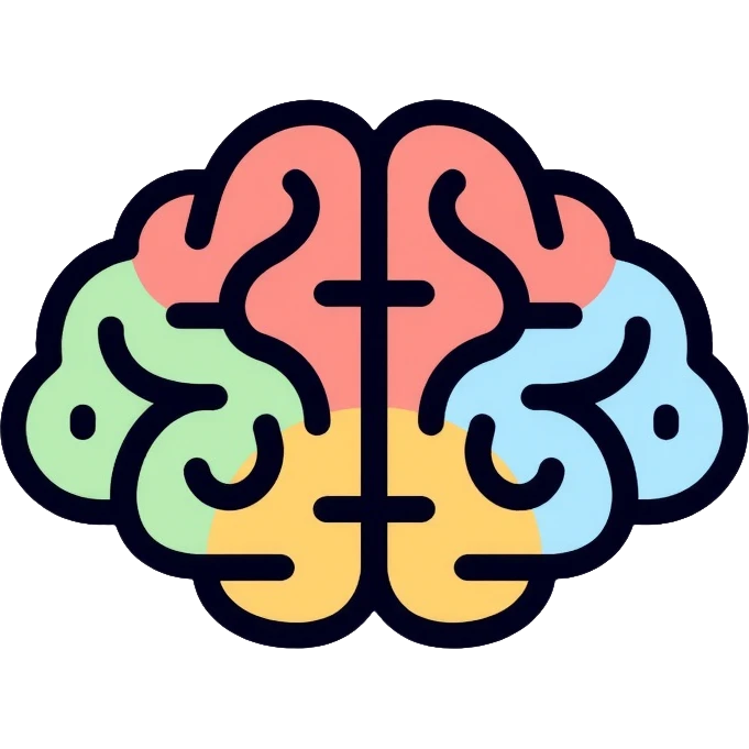 brain with psychology symbols, representing psychiatry and mental health emoji